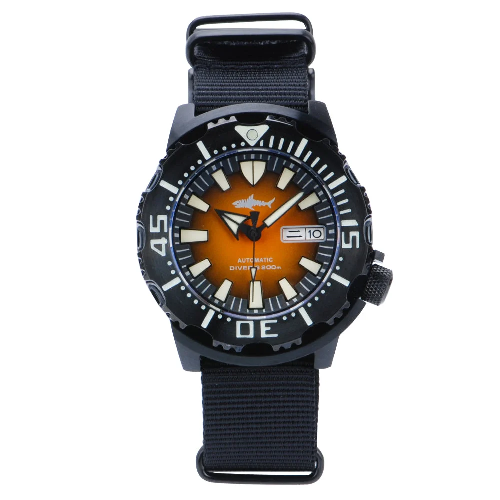 Heimdallr SHeimdallr Sharkey PVD Ocean Monster Dive Watch 海米德-PVD鬼牙-渐变棕色表盘645 黑壳!!! 41.6 mm kol saati