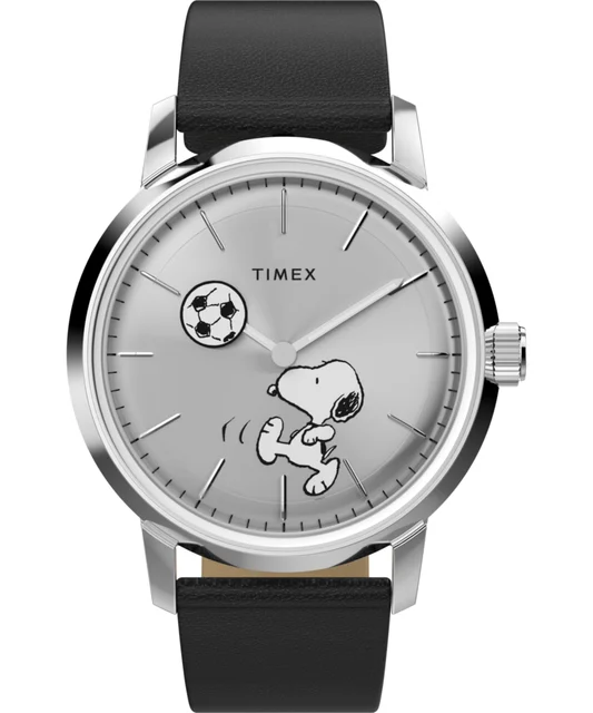 Timex Peanuts® x Marlin® Automatic Soccer 40mm Leather Strap Watch TW2Y53800 kol saati