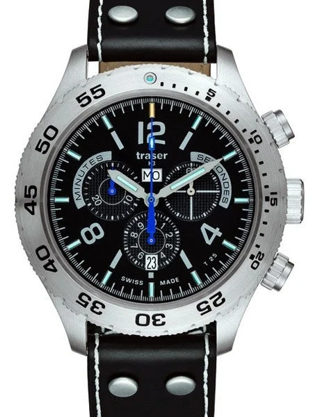 Traser Swiss Made Elegance Chronograph Watch with 46mm SS Case #105035 kol saati