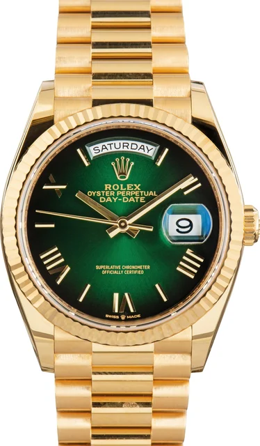 Rolex Day-Date 36 Ref 128238 Green Dial kol saati