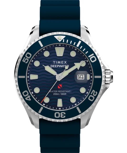 Timex Deepwater Meridian 200 44mm Synthetic Rubber Strap Watch TW2W81500 kol saati