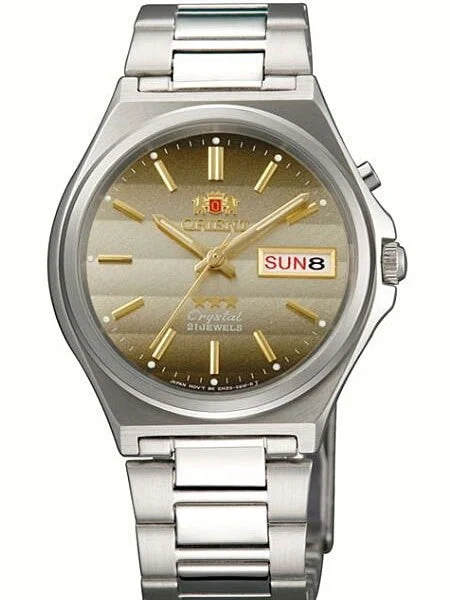 Orient Automatic Watch with Louver-like Brown Dial and SS Bracelet #EM5M012U 37 mm kol saati