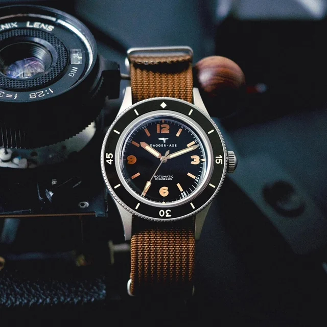 Tandorio DAGGER-AXE 50 Fathoms Watch NH35 Movt K9 Mineral Crystal TR900 C3 Luminous 20bar