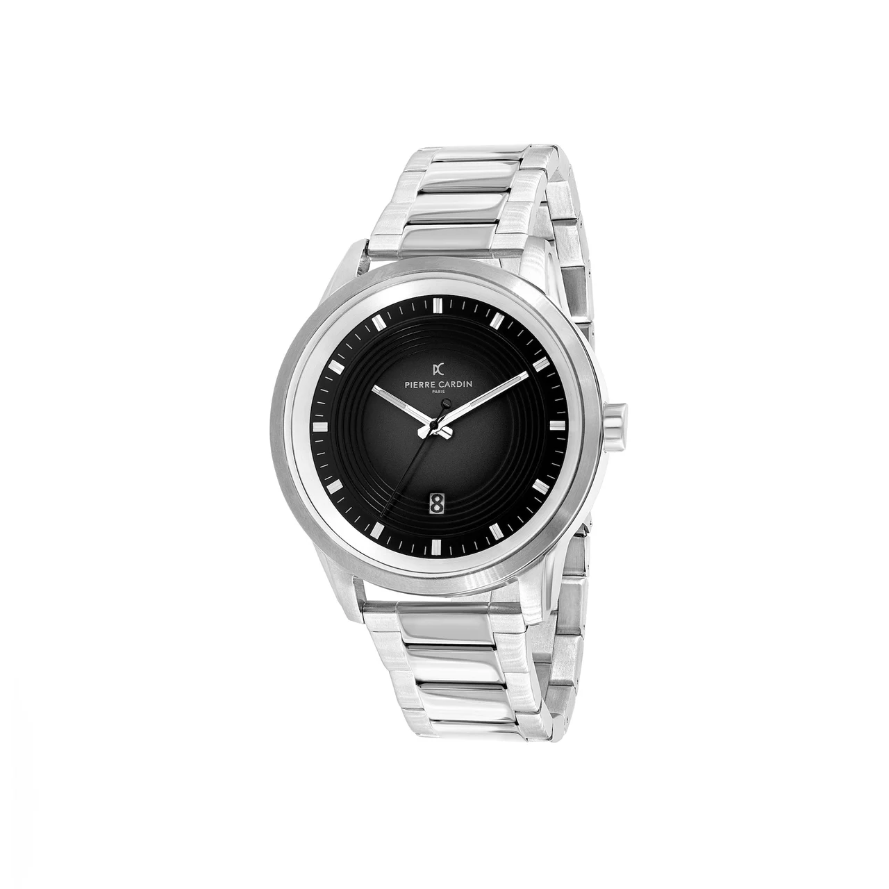 LES HALLES Black Dial Silver Watch with Silver Metal Link Strap CCP.5024 45 mm kol saati