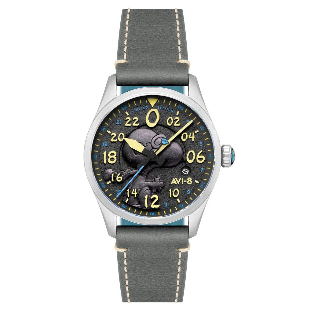 AVI-8 Peanuts Snoopy Flying Ace 24 LE Watch in Charcoal Grey #AV-4150-01 kol saati