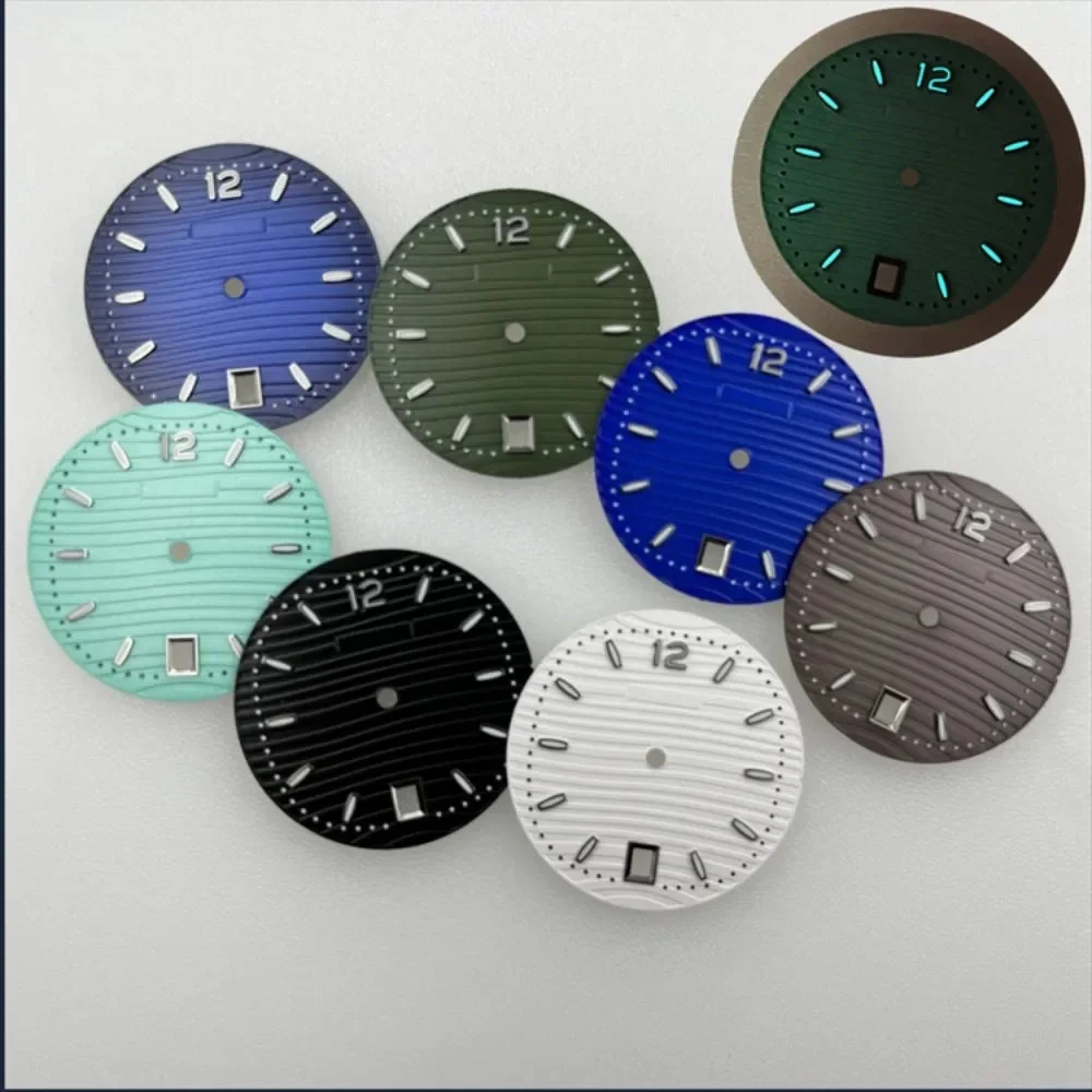 Tandorio Watches Dial PP Dial 30.5mm BGW9 Blue Luminous Watch Face for Parrot Watch Modification Accessories Fit NH35 NH36 Movement 14:200000080#Army green 30.5 mm kol saati