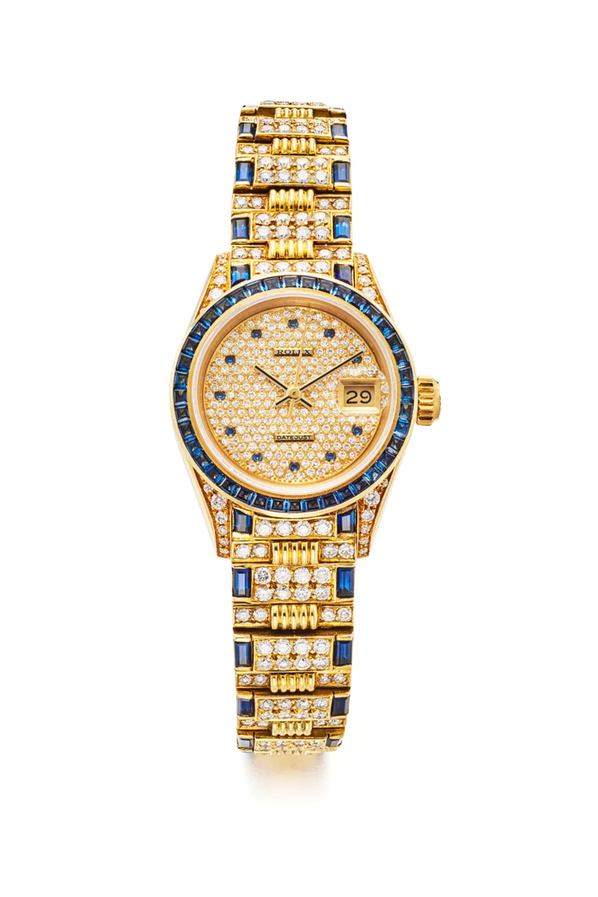 Rolex ROLEX REF 69028 DATEJUST 18K YELLOW GOLD DIAMOND AND SAPPHIRE BRACELET, NO.008 kol saati