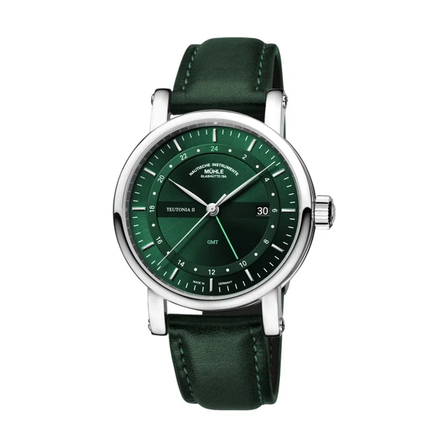 Muhle Glashutte Teutonia II GMT Green Dial 41mm on Green Leather Strap M1-33-96-LB-II kol 
