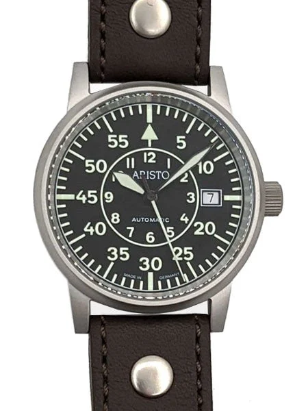 Aristo Type-B Dial Swiss Automatic Pilot's Watch, Sandblasted Case #3H32N 38.5 mm kol saati