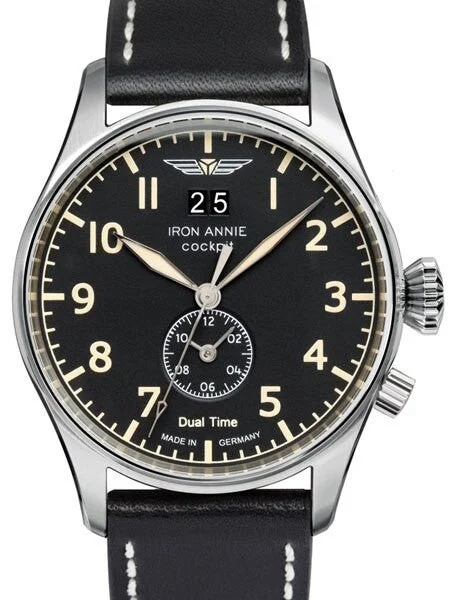 Iron Annie Big Date, Dual Time Pilot Watch with Two Crowns #5140-2 42 mm kol saati