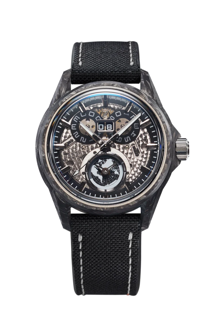 Zelos Spearfish Dual Time Carbon 'Moonscape' 40 mm kol saati
