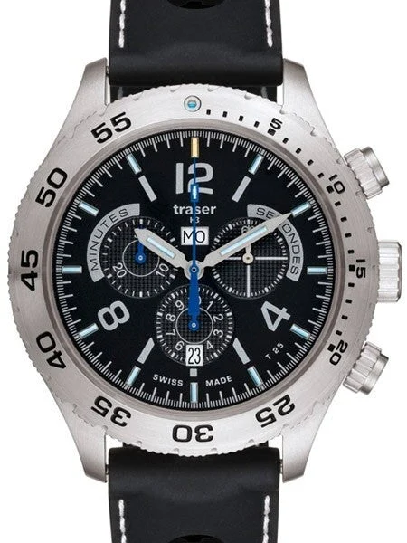 Traser Swiss Made Elegance Chronograph Watch with 46mm SS Case #105036 kol saati