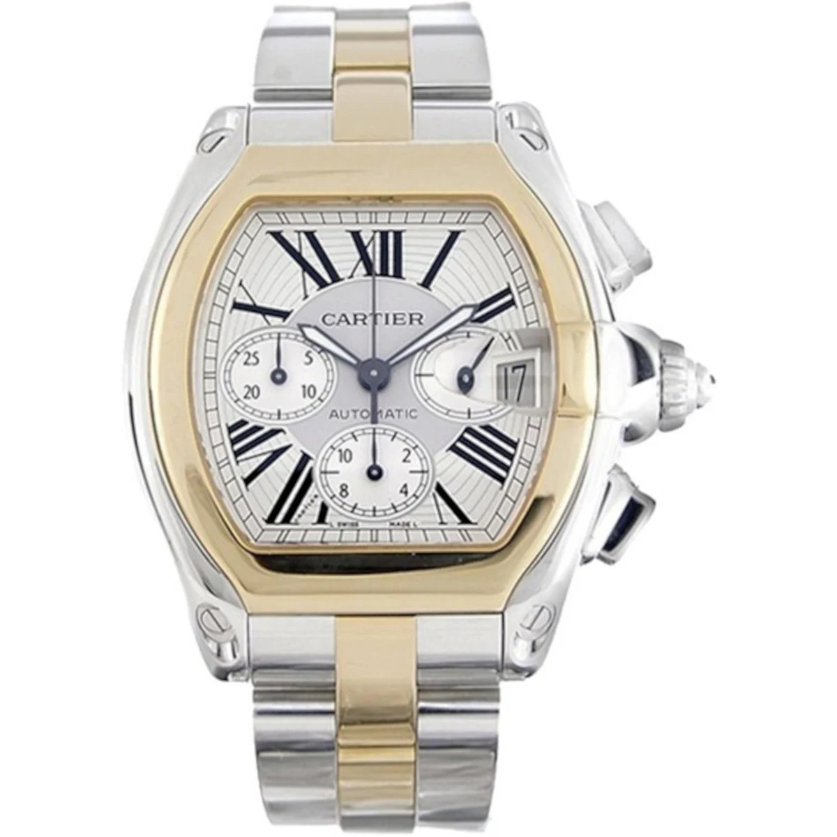 Cartier Roadster XL W62027Z1 Silver Sunray-Effect Dial Steel 48 mm kol saati