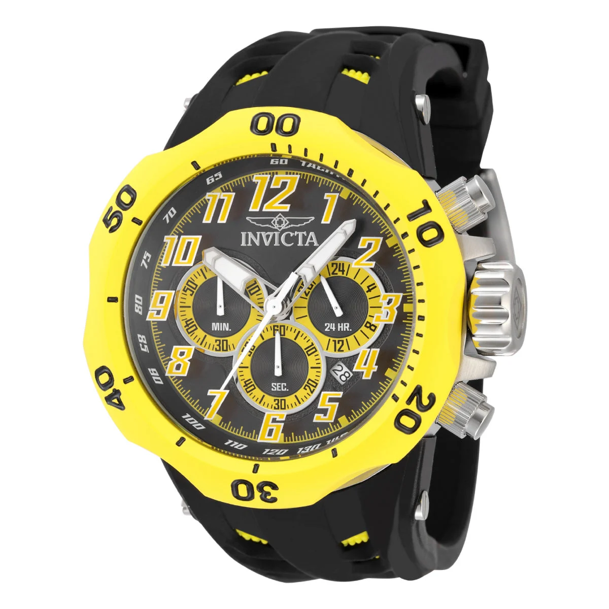 Invicta Venom Hydra Watch - 52mm. Yellow. Black (48236) 52 mm kol saati