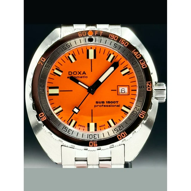 Doxa Sub 1500T Professional Stainless Steel Orange Dial Watch 210000077427 kol saati