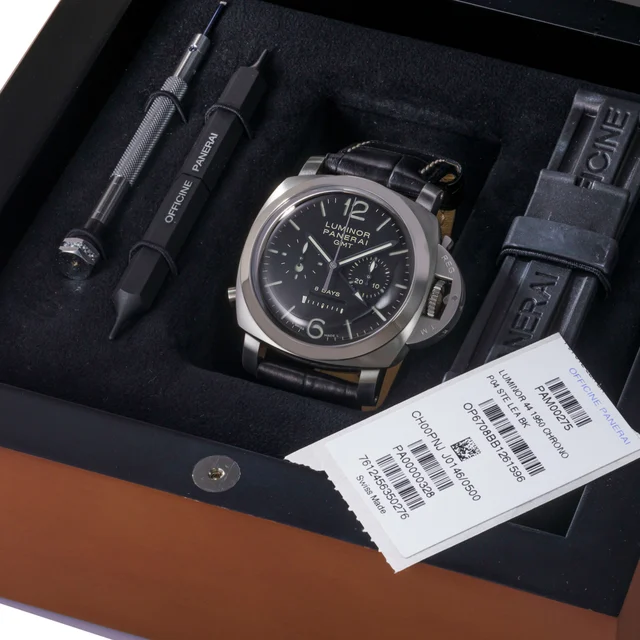 Panerai PANERAI REF. PAM00275 LUMINOR 1950 8 DAYS CHRONO MONOPULSANTE GMT, STEEL, J146/500