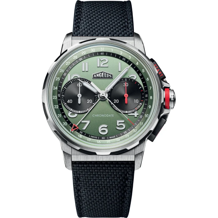 Angelus Chronodate Titanium Green 0CDZF.F01A.K009B 42.5 mm kol saati