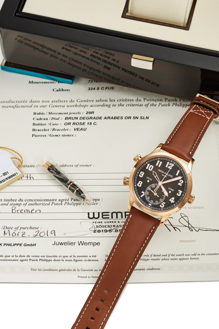Patek Philippe PATEK PHILIPPE REF 5524R PILOT TRAVEL TIME, 18K PINK GOLD kol saati