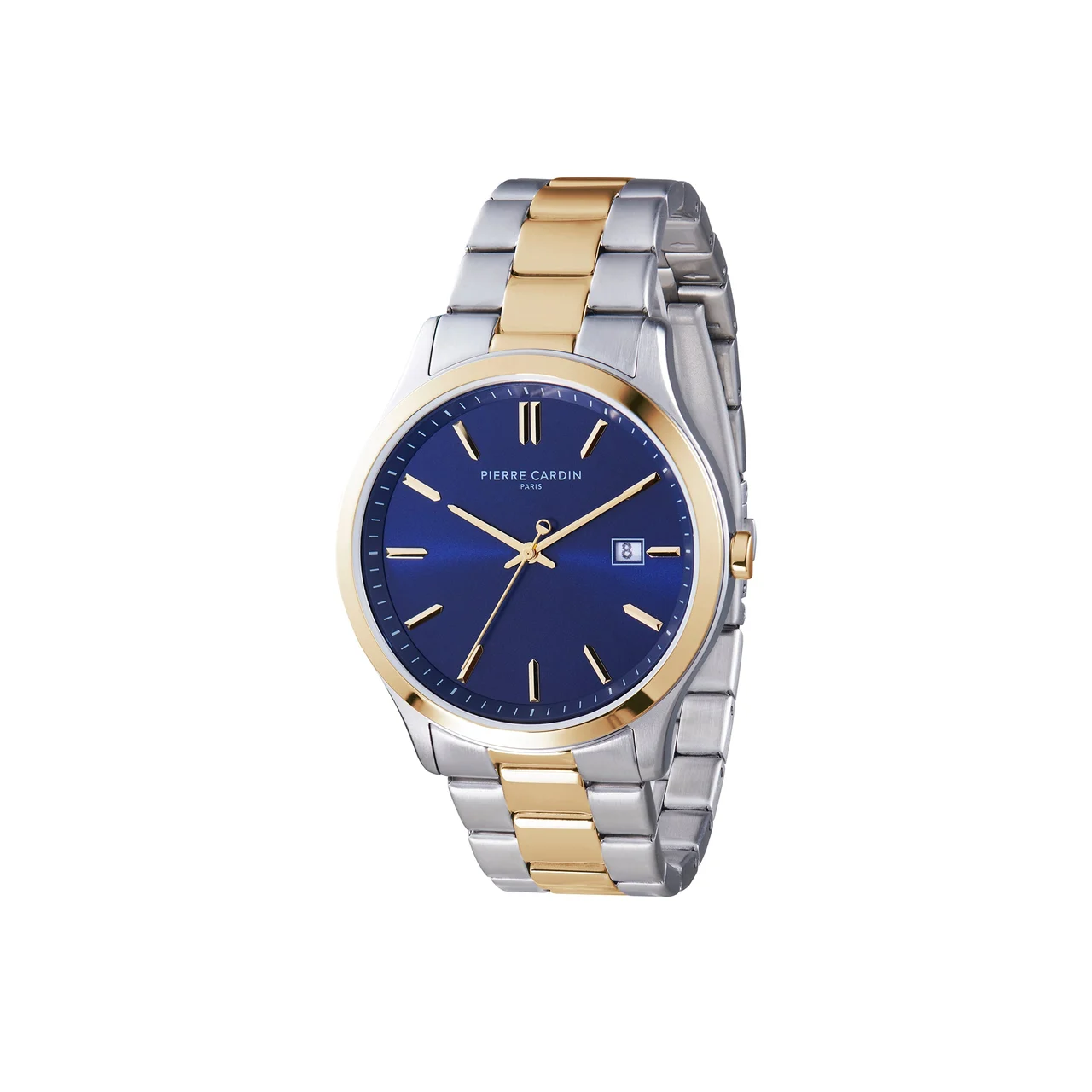 Épinettes Essential Two Tone Gold and Steel Watch with Blue Dial and Metal Links Strap CQI.0008 42 mm kol saati