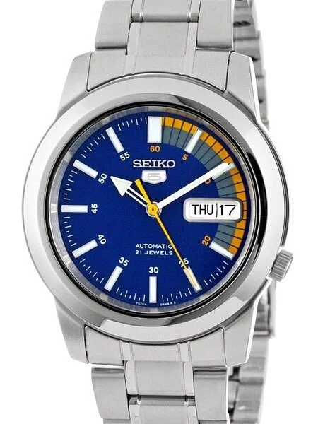 Seiko Automatic Blue Dial Watch with Stainless Steel Bracelet #SNKK27 kol saati