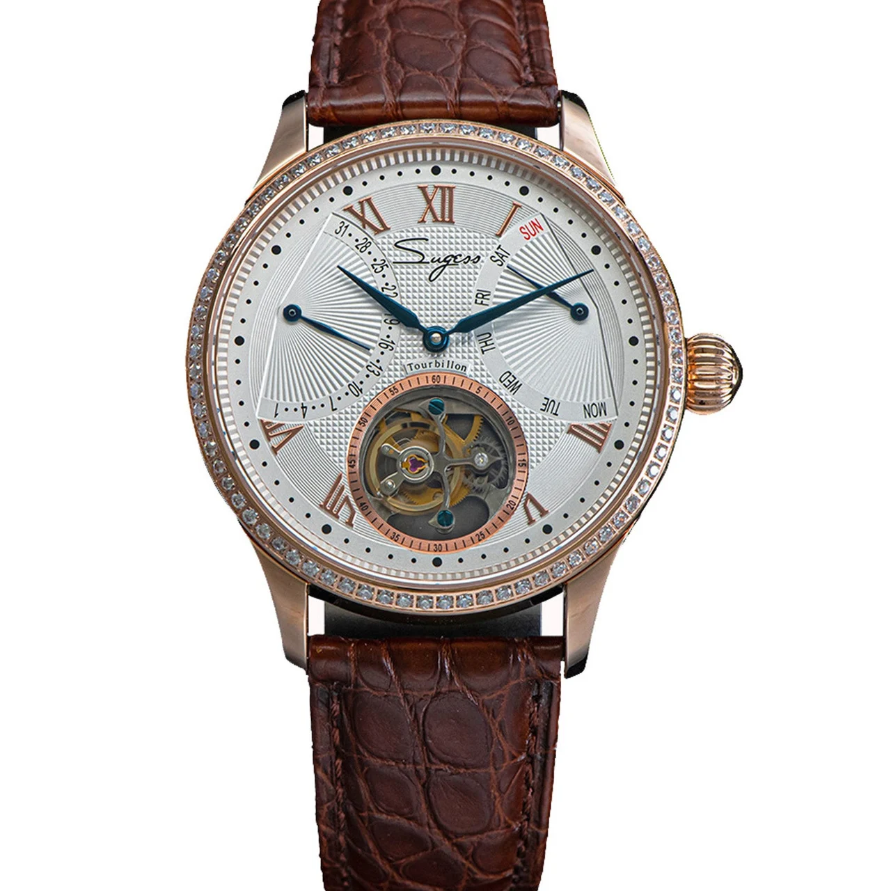 Sugess Tourbillon Master SU8004RGD Rose Gold Crystal Ring Bezel tourbillon-master-su8004rgd 41 mm kol saati