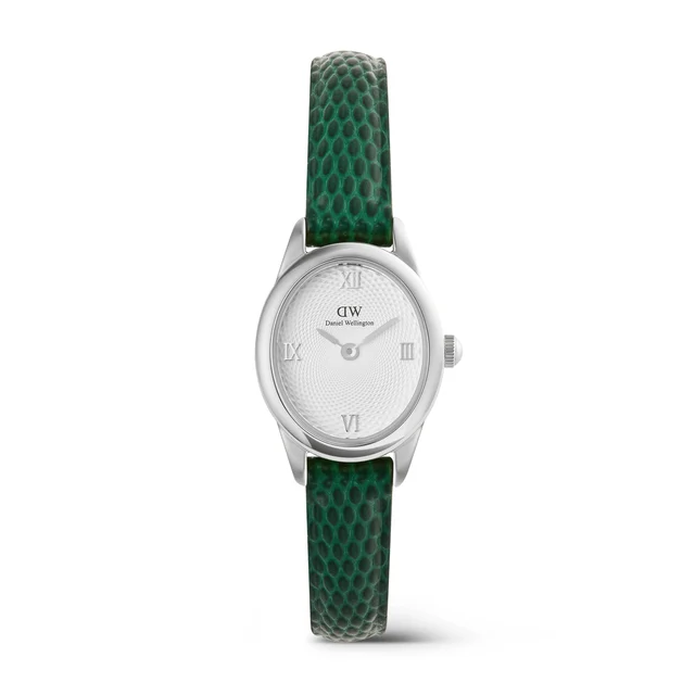 DANIEL WELLINGTON Ophelia Mini Green Lizard White Guilloché Silver DW00100889 kol saati