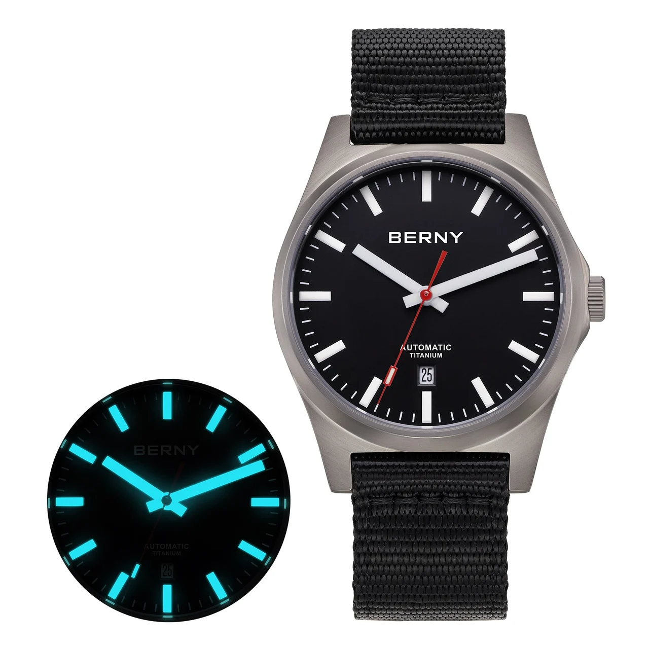 BERNY Men Automatic Titanium Watch-AMT258M AMT258M-A kol saati