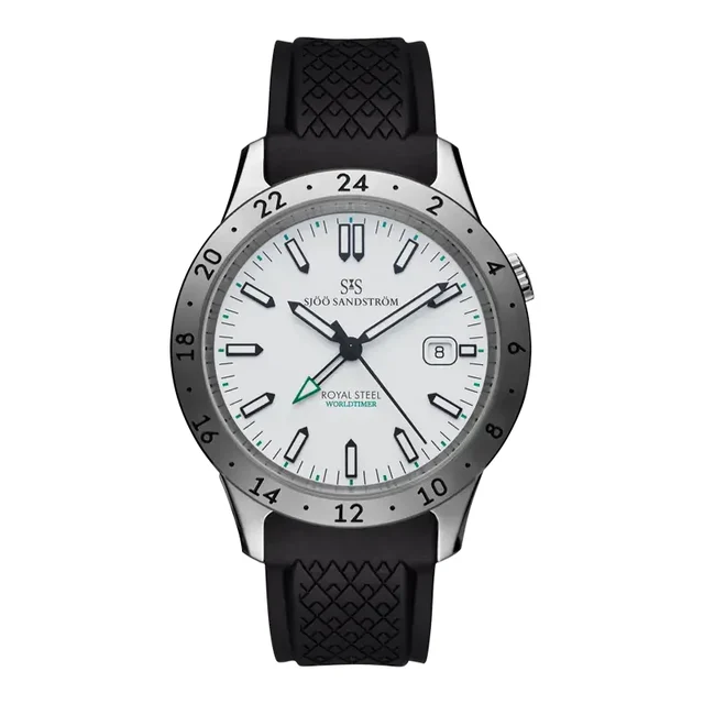 Sjöö Sandström Royal Steel Worldtimer Royal Steel Worldtimer SS-1836-WT White / Rubber kol
