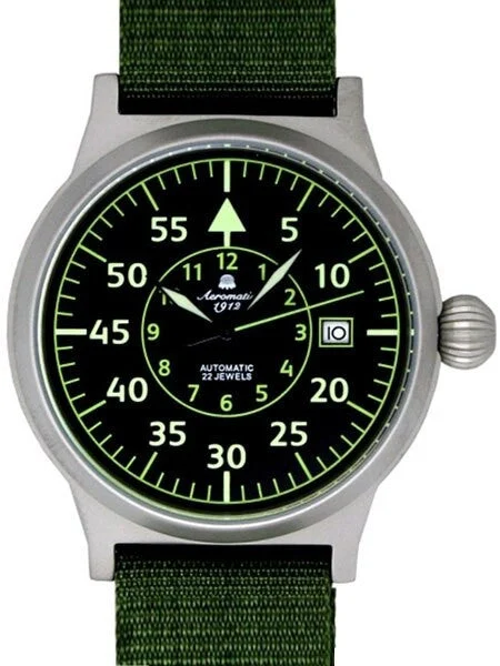 Aeromatic Beobachter Aviator Automatic Watch with Onion Crown #A1354 kol saati