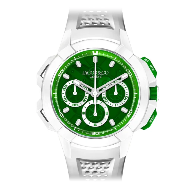 Jacob & Co. Jacob & Co. Epic X Chrono 44mm Tri-Compax White Ceramic Green Dial EC440.95.AA
