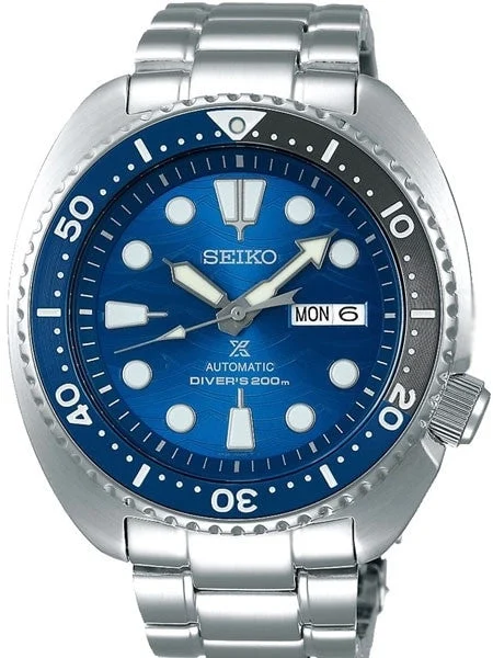 Seiko Save the Ocean Prospex Turtle Automatic Dive Watch with Stainless Steel Bracelet #SRPD21 45 mm kol saati
