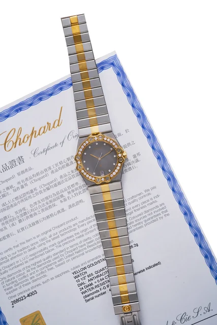 Chopard Ref. 26-8023-11-SYBDF, integrated bracelet; “St. Moritz”; stainless steel, 18K yel