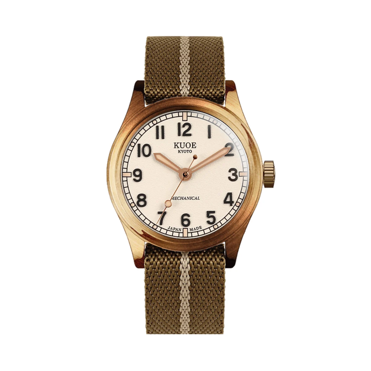 Kuoe Kyoto OLD SMITH Bronze No-Date 38mm - Ivory on Khaki x Beige Fabric Strap os90002bz-nd-iv-kb-large 38 mm kol saati