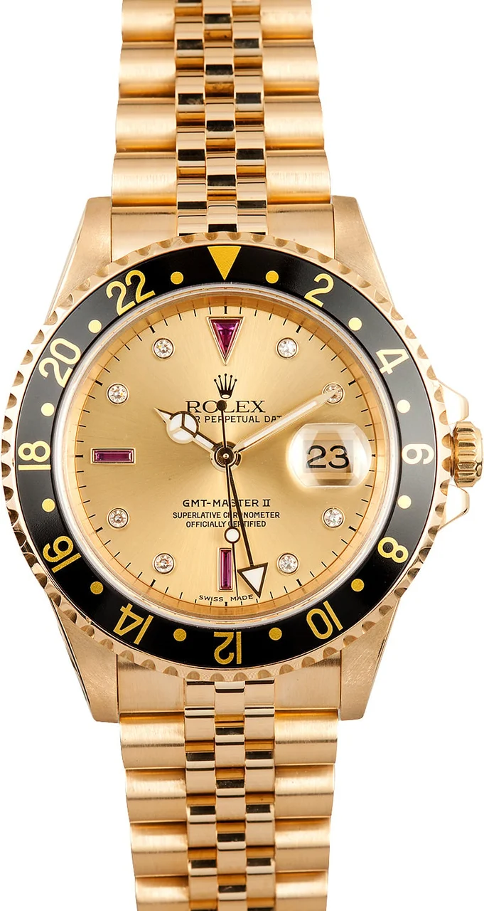 Rolex GMTMaster II 18K Serti Dial 16718T 40 mm kol saati