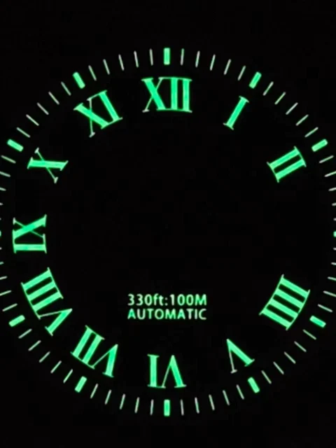 Tandorio Dial Day DateWindow Classic Roman Number Marker Green Luminous 5329425601653 kol