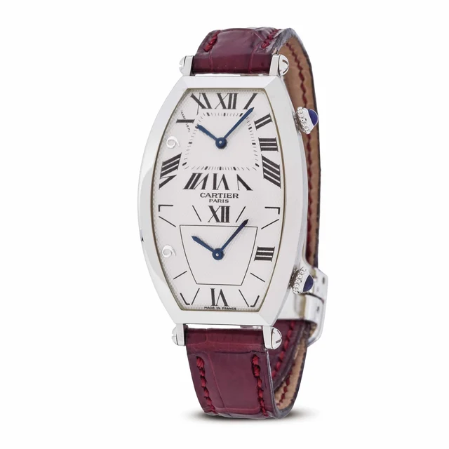 Cartier CARTIER, REF. 2487, TONNEAU DUAL TIME, MACAU 1999, LIMITED EDITION 42/99, PLATINUM