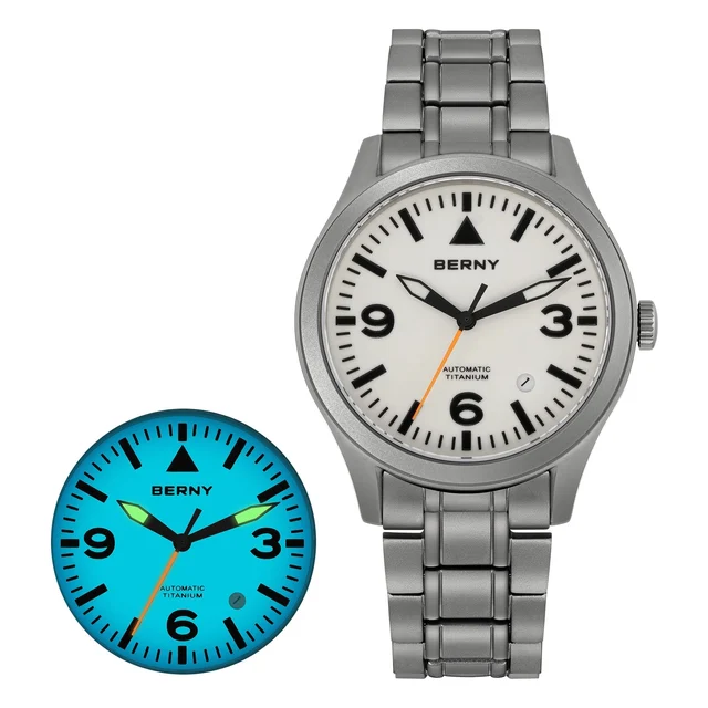 BERNY Men Automatic Titanium Field Watch-AMT143MS AMT143MS-B kol saati