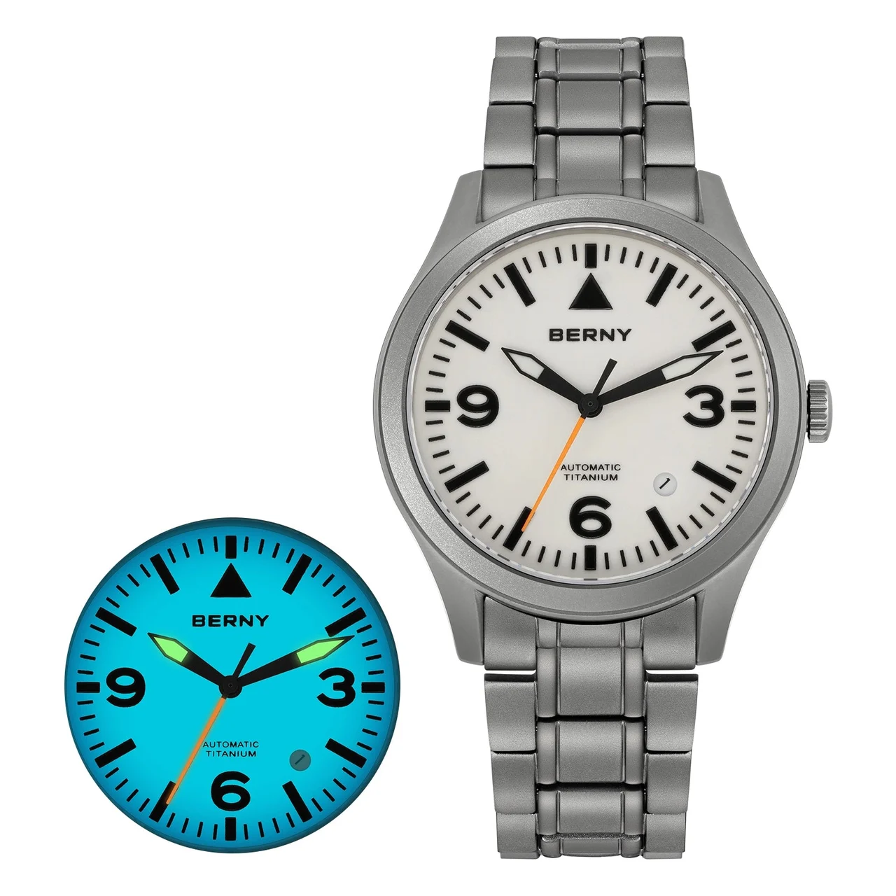 BERNY Men Automatic Titanium Field Watch-AMT143MS AMT143MS-B kol saati