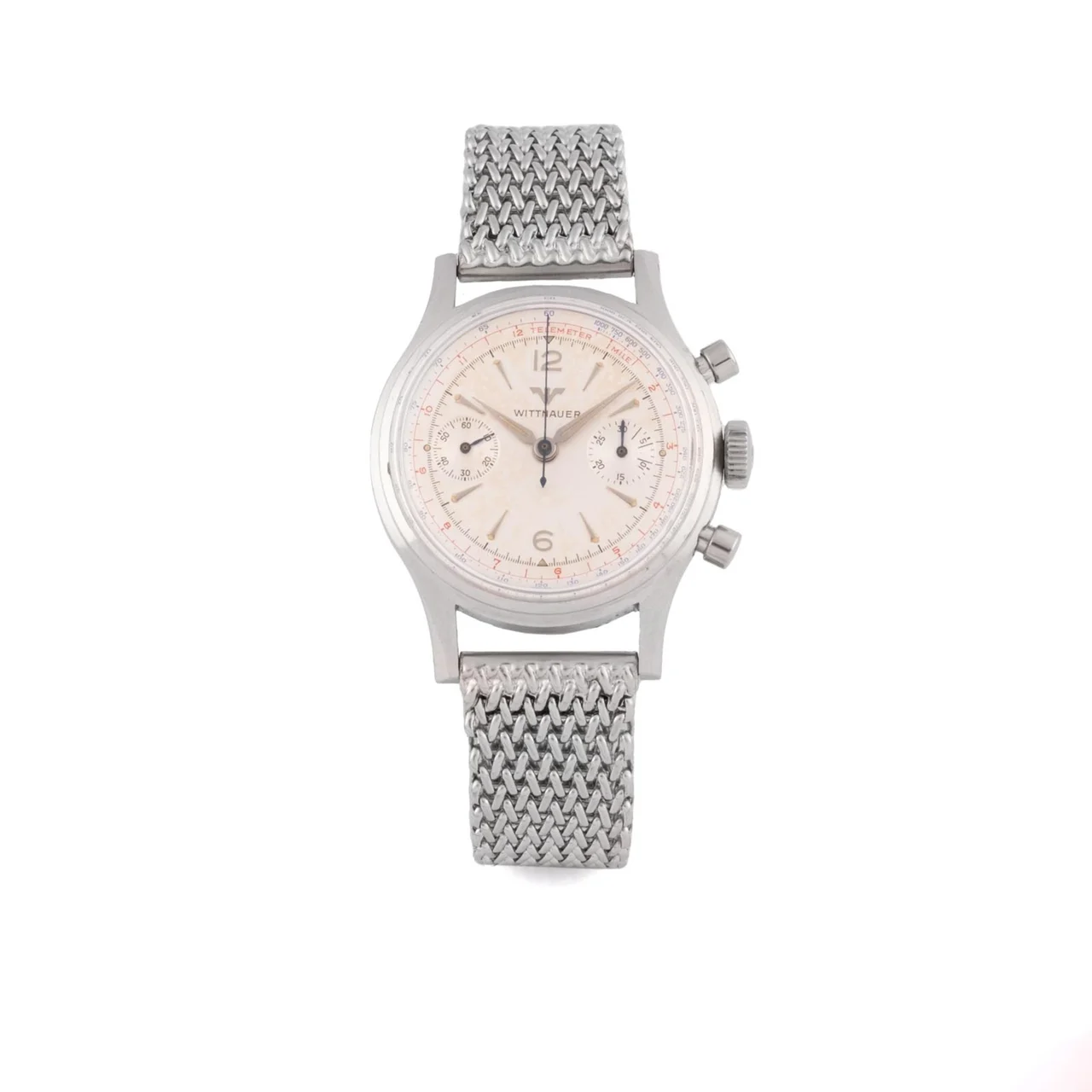 Wittnauer Watch Co. Inc Ref. 32.56, chronograph, minute counter, calibre Venus 188; stainless steel kol saati