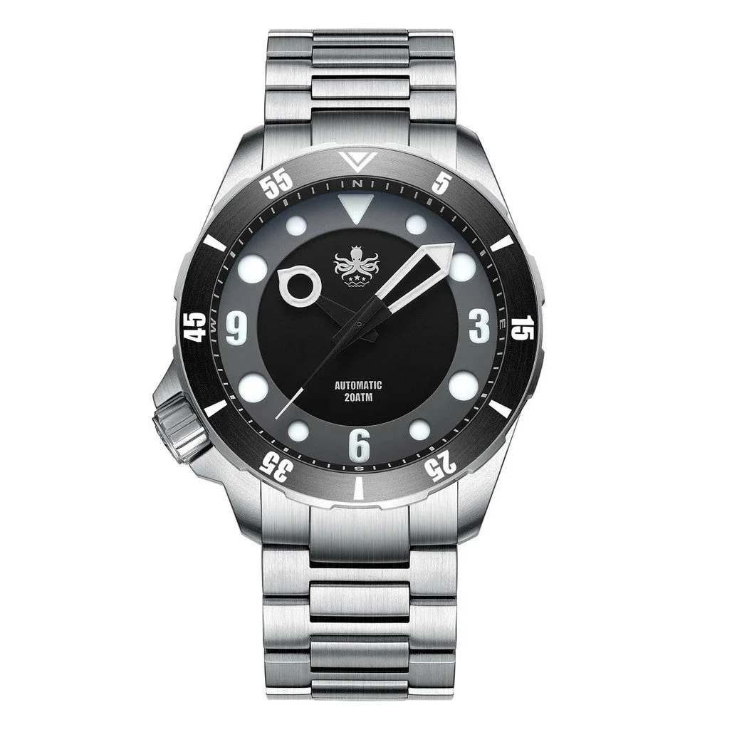 Phoibos Apollo Automatic Dive Watch with Black Sandwich Dial #PY036C 48 mm kol saati