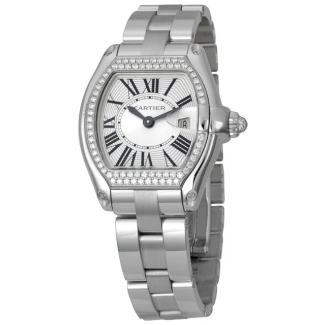 Cartier Roadster WE5002X2 Silver Dial Diamond Bezel White Go kol saati