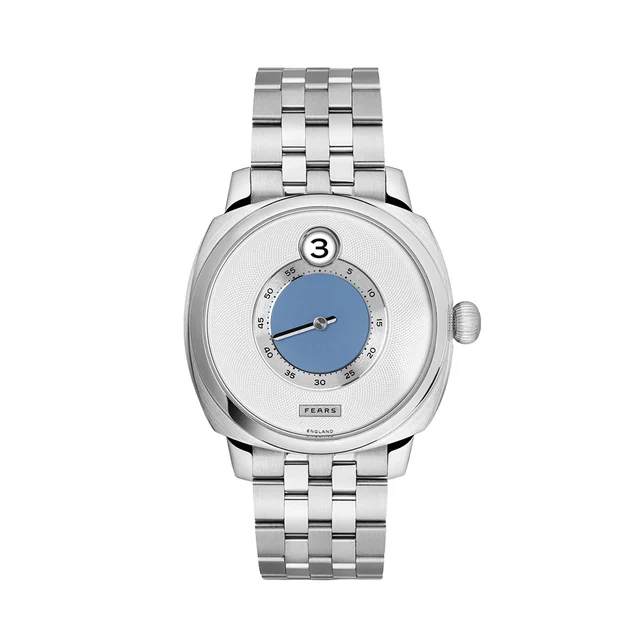 Fears Brunswick Jump Hour "China Blue" 40.5mm - Silver-White on Bracelet BS240.500A.018.00