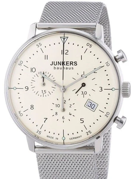 Junkers Scratch and Dent - Bauhaus Quartz Chronograph Watch with Domed Hesalite Crystal #6
