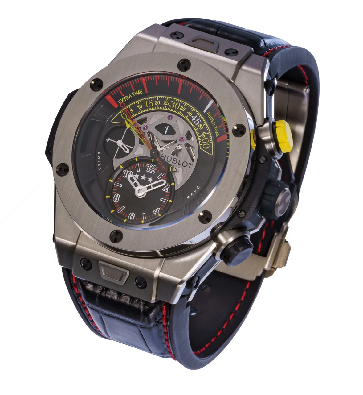 Hublot HUBLOT REF. 413.NX.1137.LR.FCZ15, BIG BANG UNICO BI-RETROGRADE GUANGZHOU EVERGRANDE FC TITANIUM,LIMITED 50 PIECES kol saati
