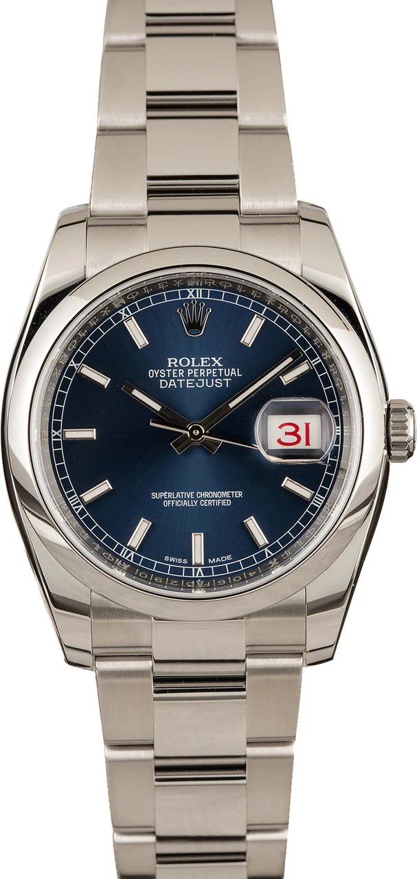 Rolex Datejust 116200 Blue Dial Watch 116200BLSO 36 mm kol saati