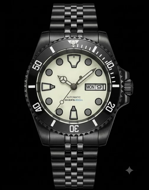 Tandorio Watches Diver day date TMI NH36 Automatic movement Sapphire 10A 36mm Diver day da