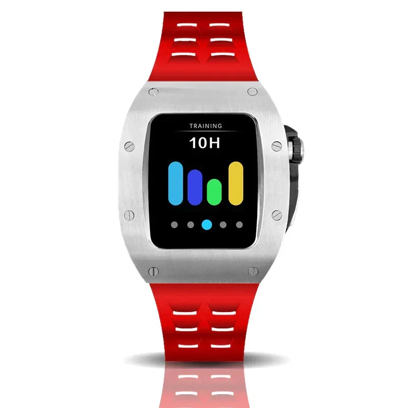 ASOROCK WATCHES Silver/red Smartwatch Sports case 44 mm kol saati