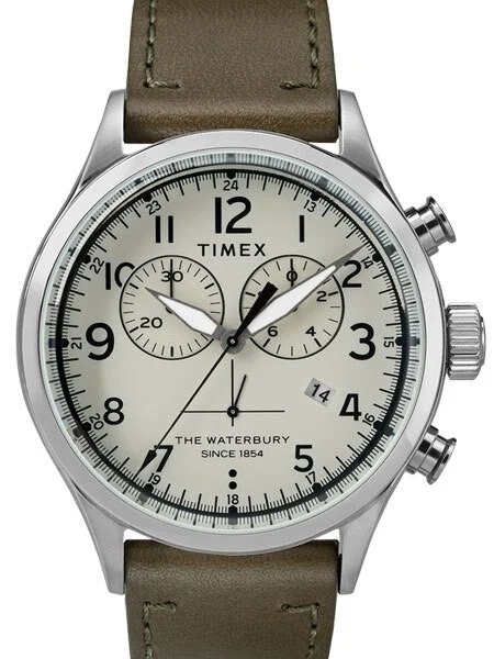 Timex Waterbury Quartz Chronograph with Cream Dial and INDIGLO Night-Light #TW2R70800VQ ko