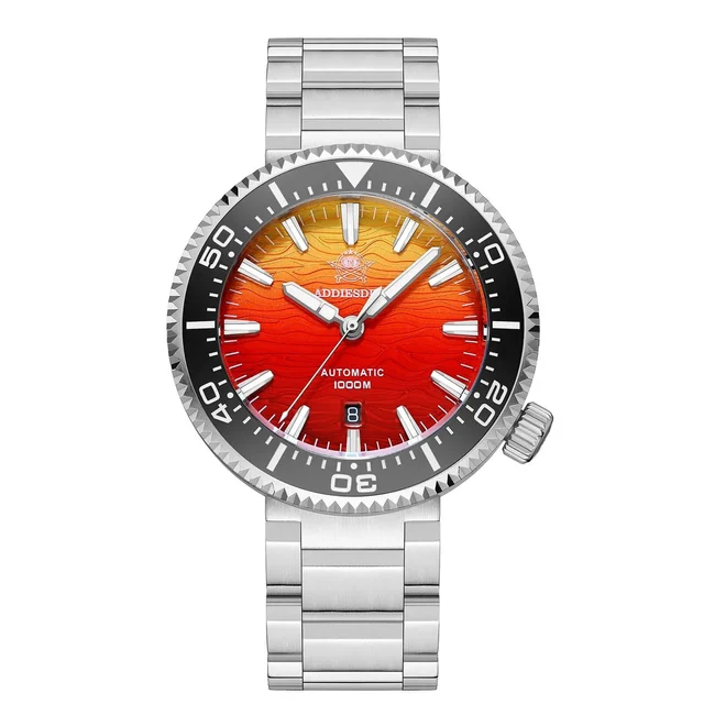 addiesdive Automatic Diver Watch AD2526 爱迪时-AD2526-渐变黄红 - 三株钢带 508 kol saati
