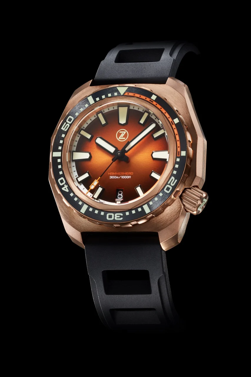 Zelos Hammerhead V3 300m Bronze 'Burnt Orange' 22 mm kol saati